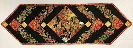 Australian Floral Table Runner (Floral on Black)